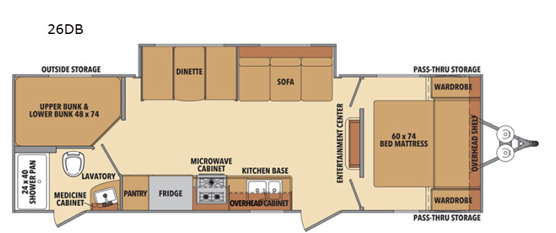 2020 Shasta 26 DB floor plan
