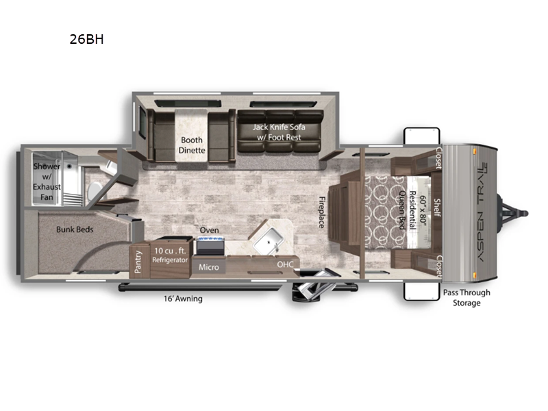 2026 Aspen Trail LE 26BH floor plan