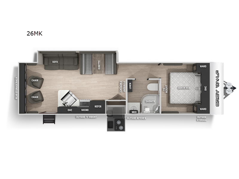 2023 Cherokee Grey Wolf 26MK floor plan