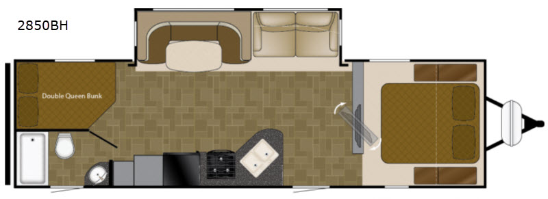 2018 Wilderness 2850BH floor plan