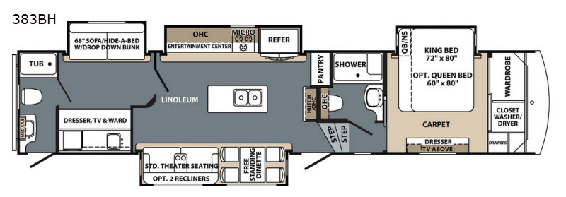 2019 Cardinal Explorer 383BH floor plan