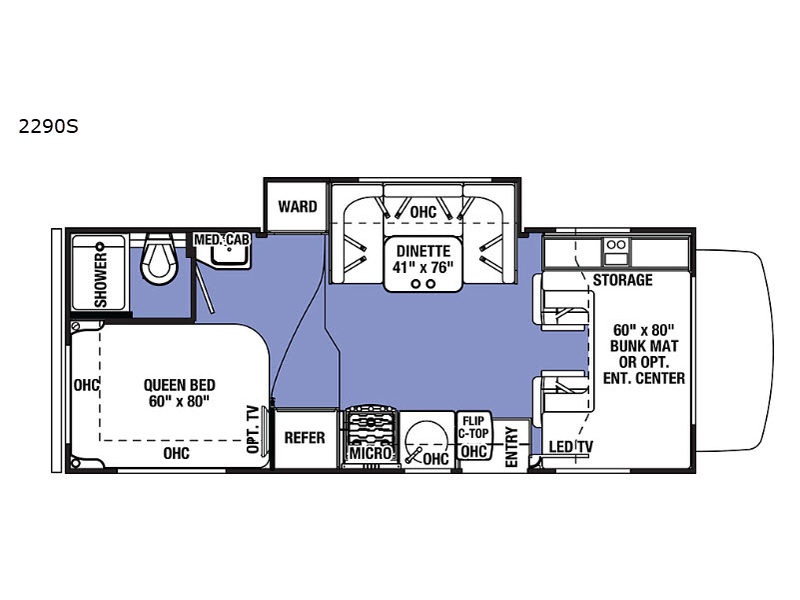 2019 Sunseeker 2290S Ford floor plan