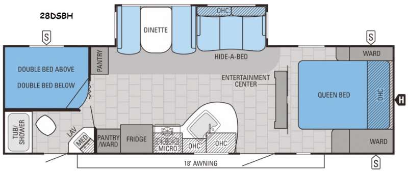 2016 White Hawk 28DSBH floor plan